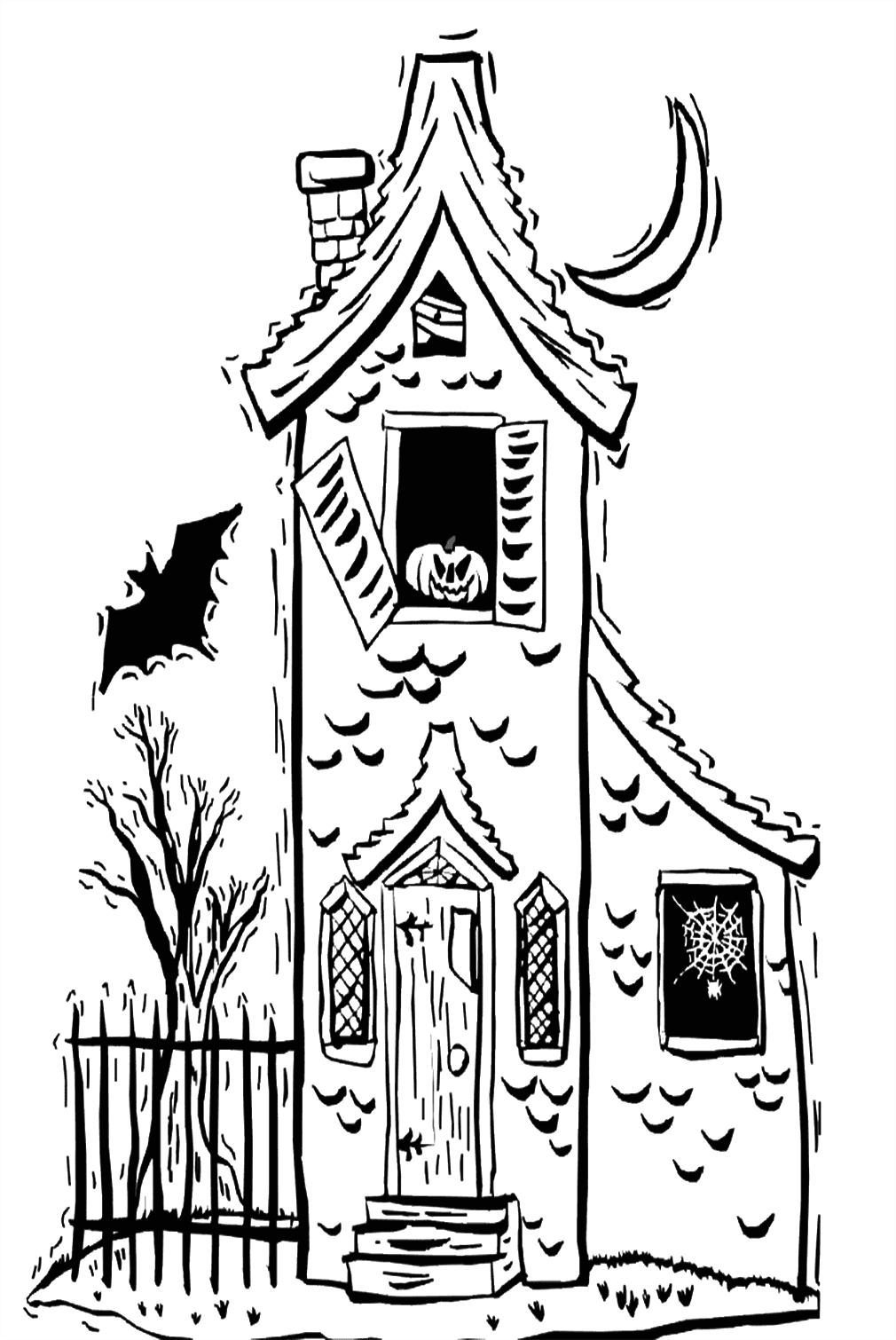 Halloween Decorations For Haunted House Coloring Pages