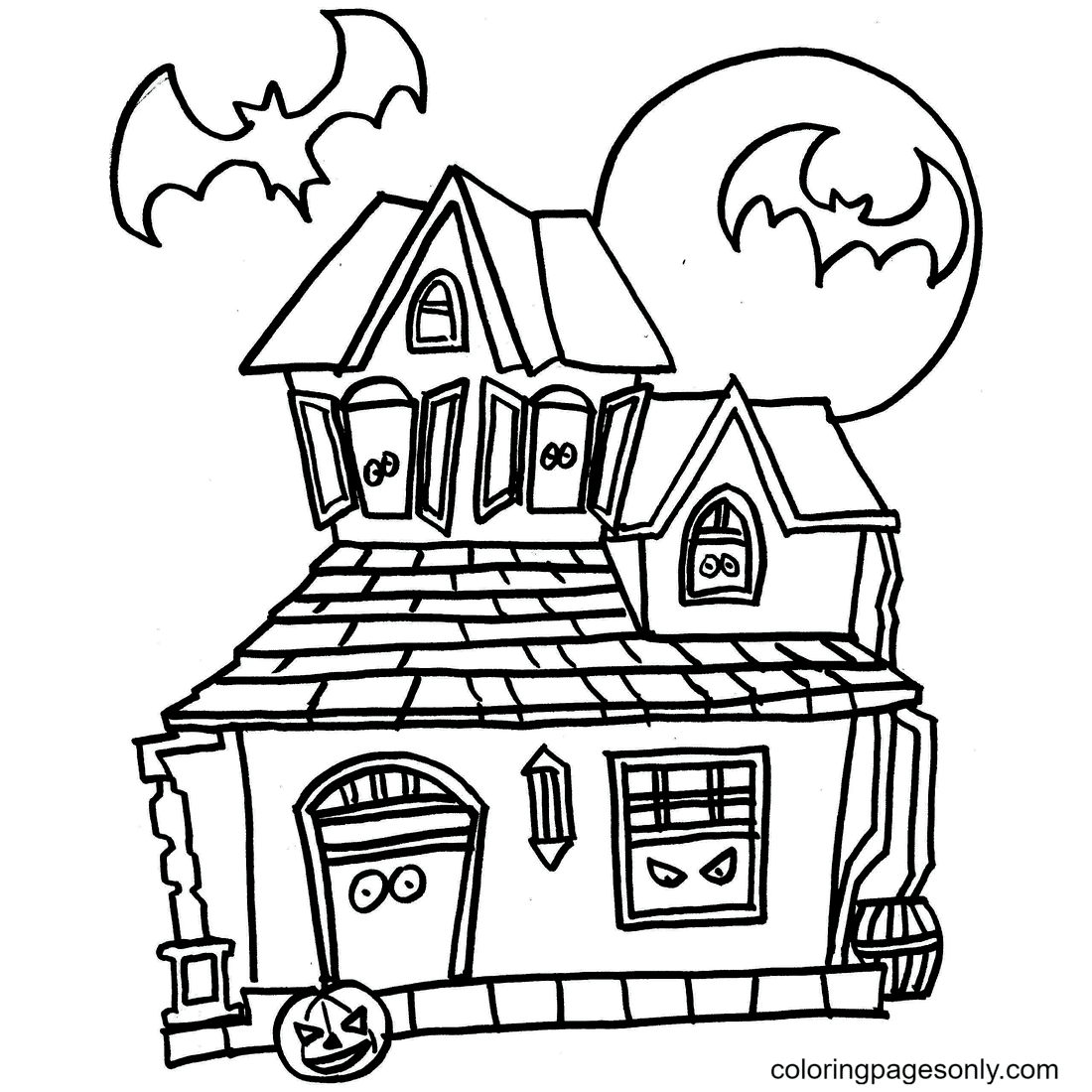 Haunted House Free Printable Coloring Page - Free Printable Coloring Pages