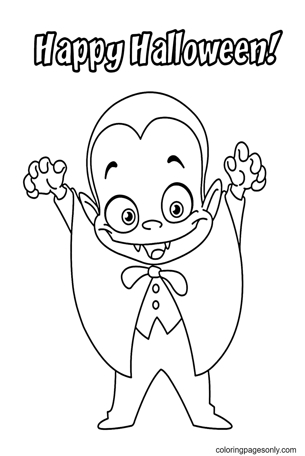 Halloween Little Funny Vampire Coloring Page