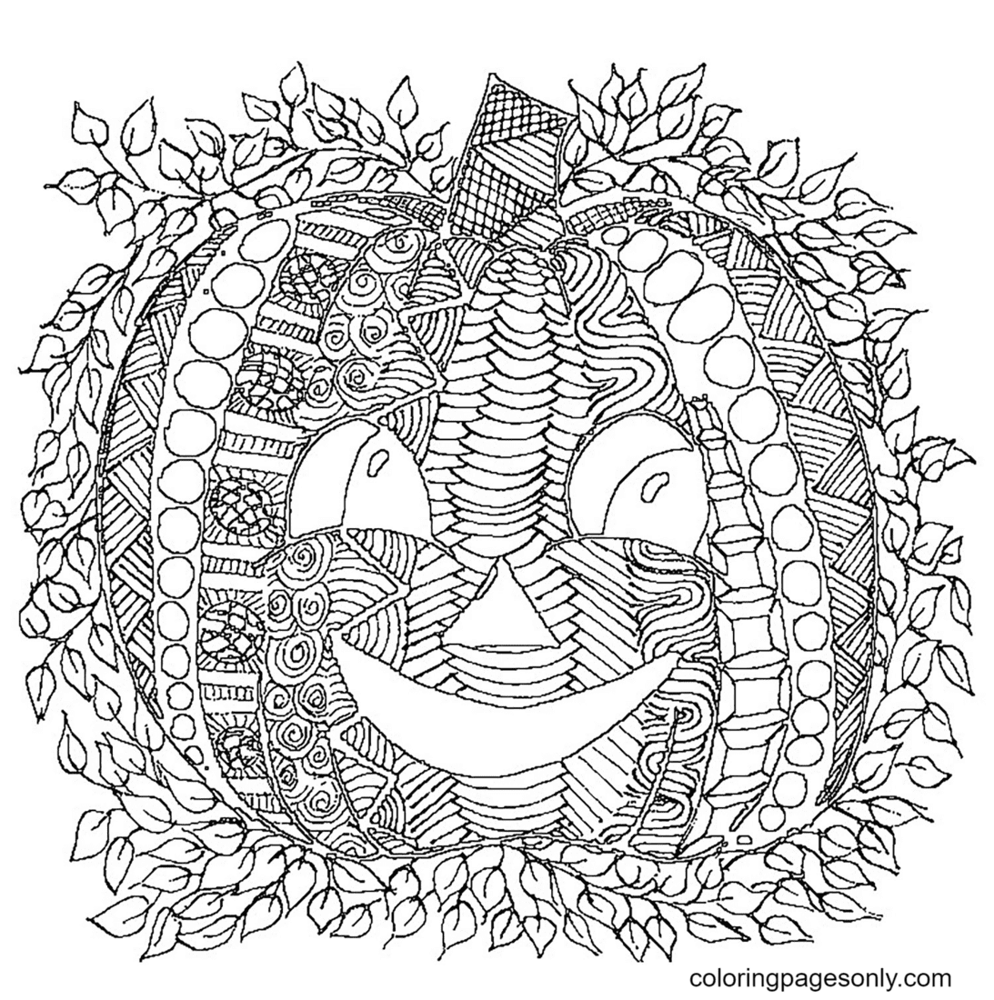 Coloriage Halloween Mandala Citrouille
