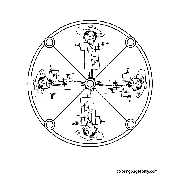 Halloween Mandala Scarecrow Coloring Pages