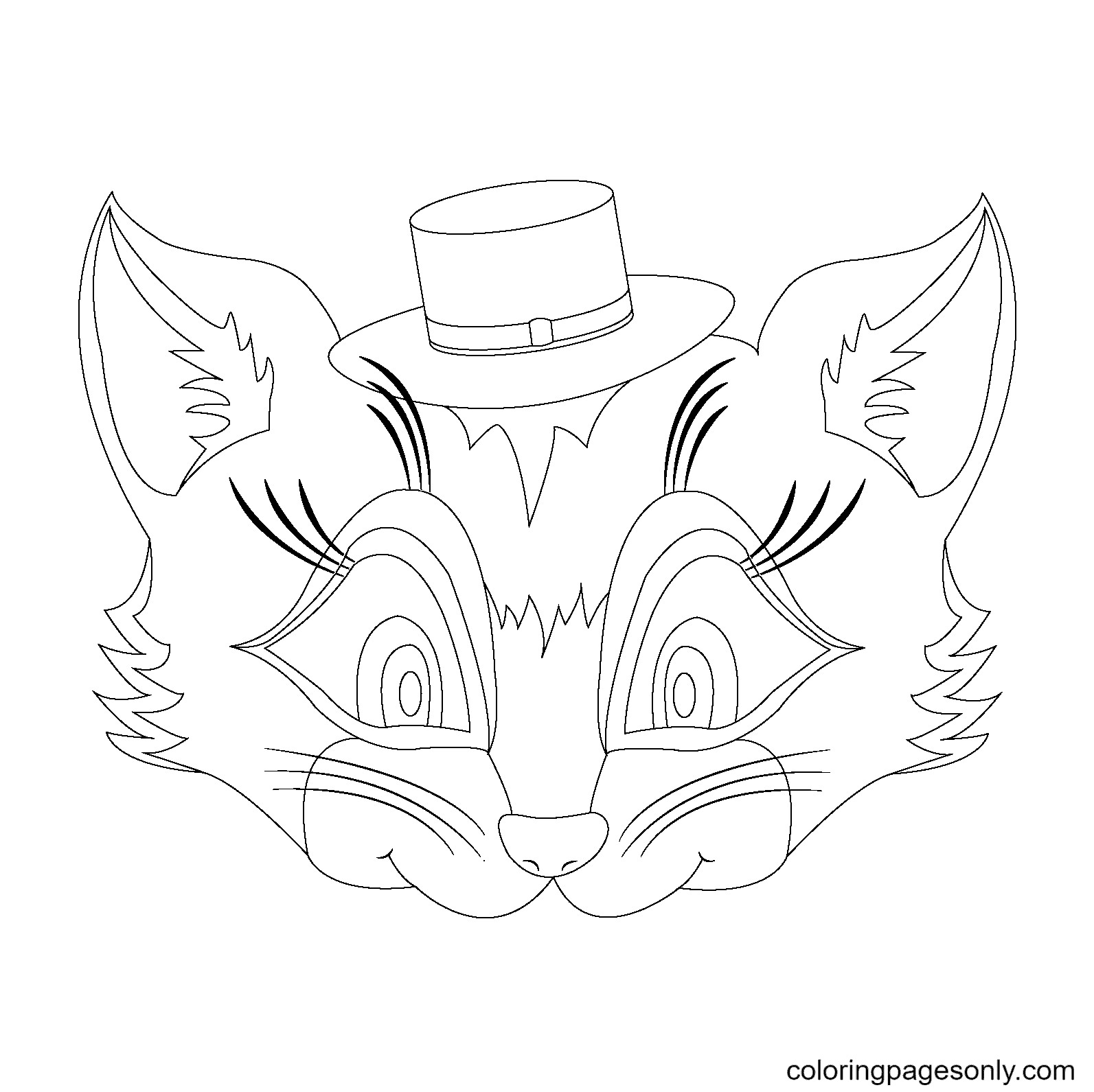 Halloween Mask Cat Coloring Page