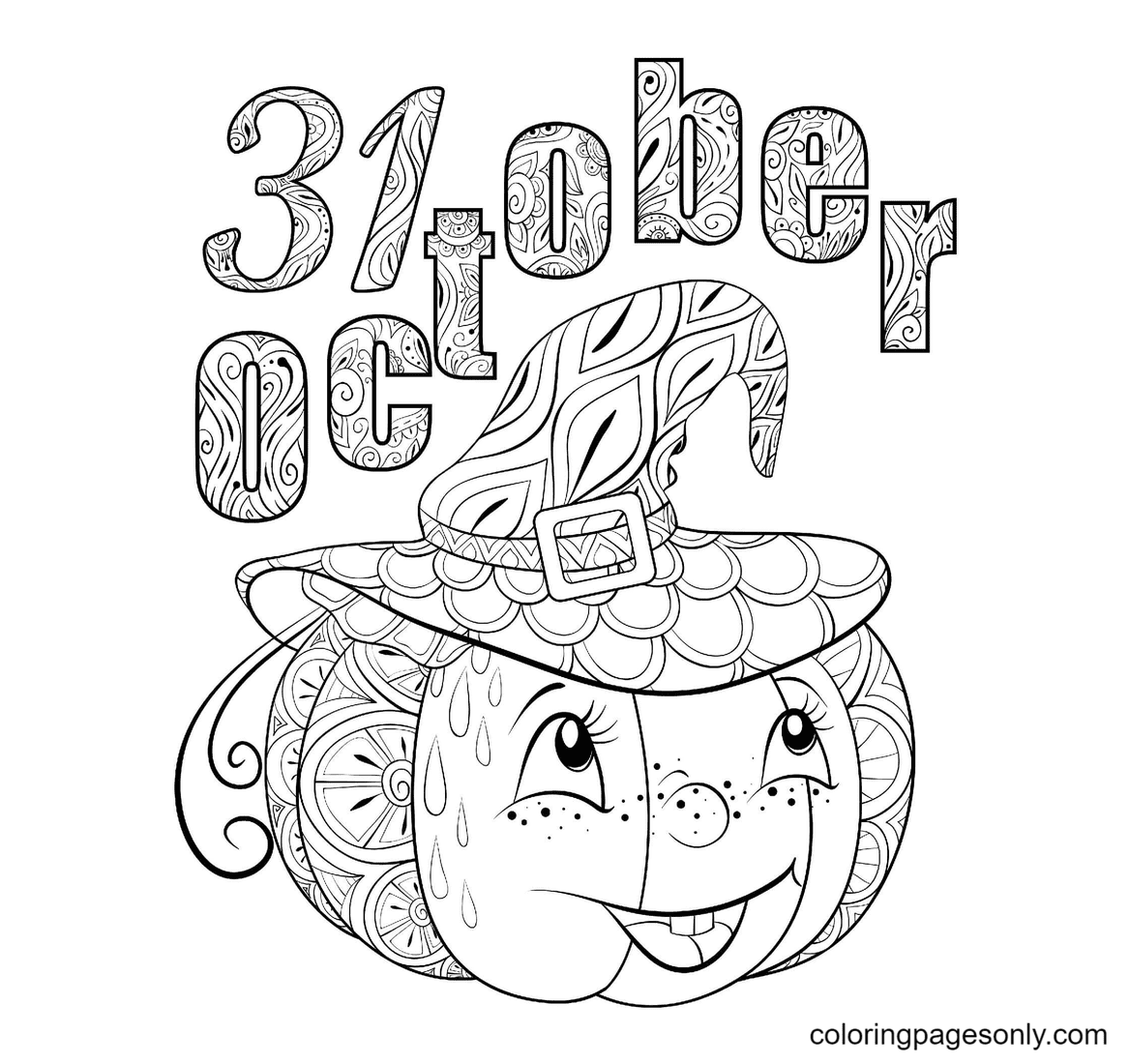 Halloween Pumpkin Hat Coloring Pages