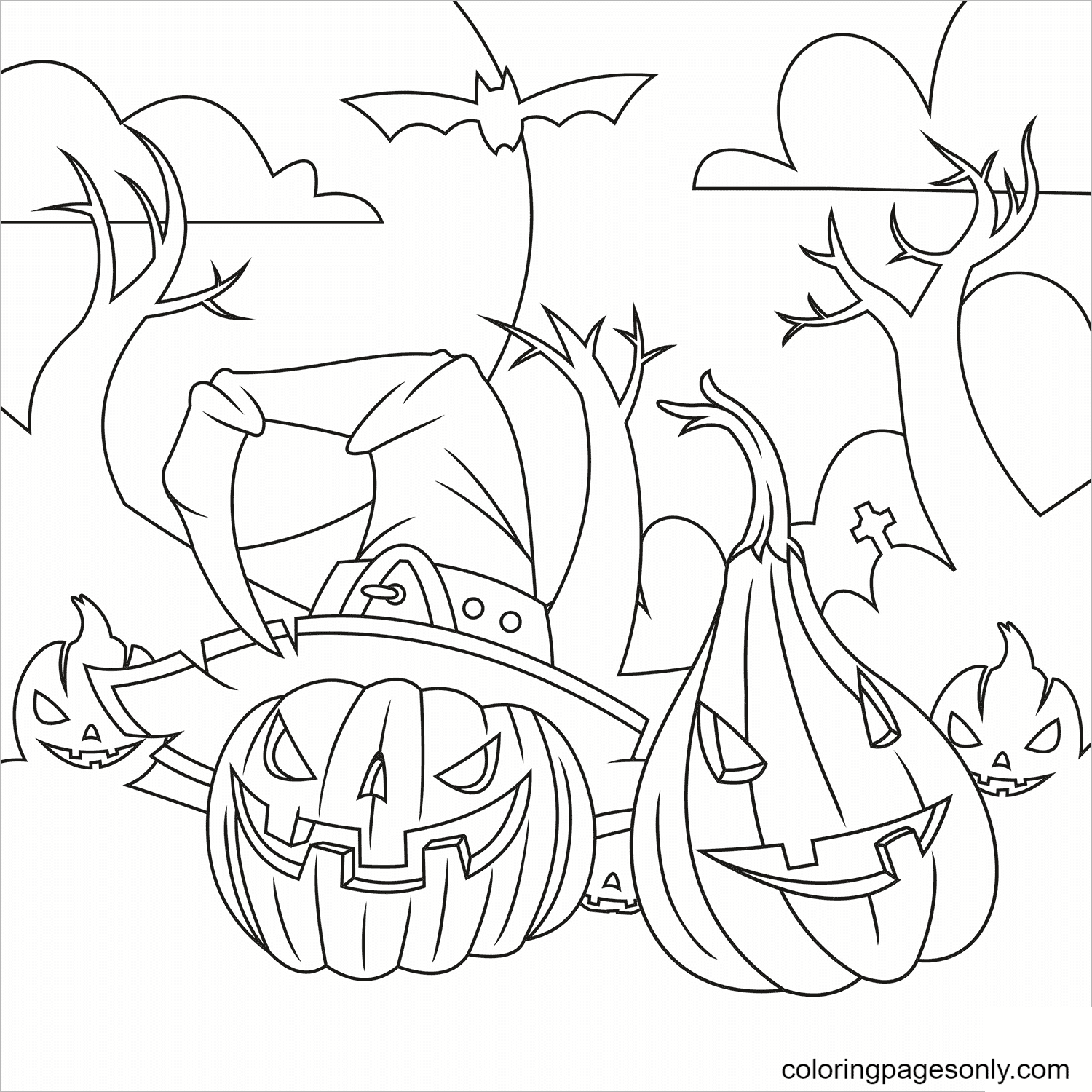 Halloween Pumpkin Lights Coloring Page
