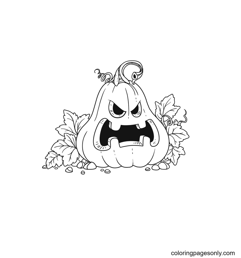 Halloween Scary Pumpkin Coloring Page