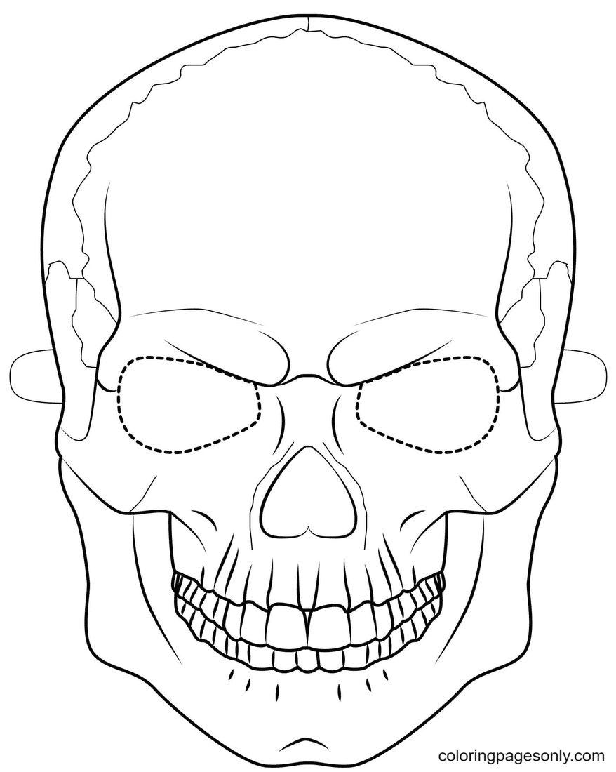Coloriage de masque de crâne d'Halloween