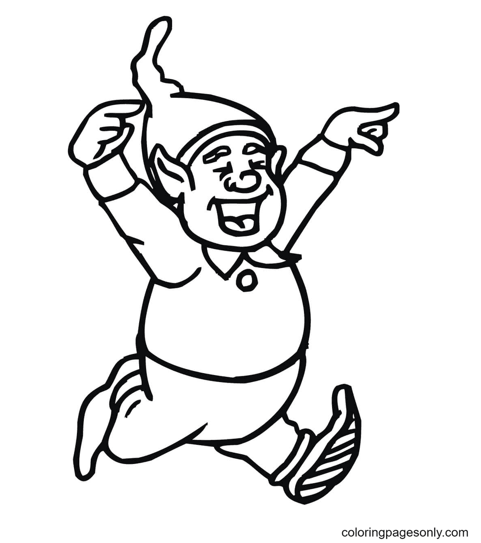 Happy Christmas Elf Coloring Pages