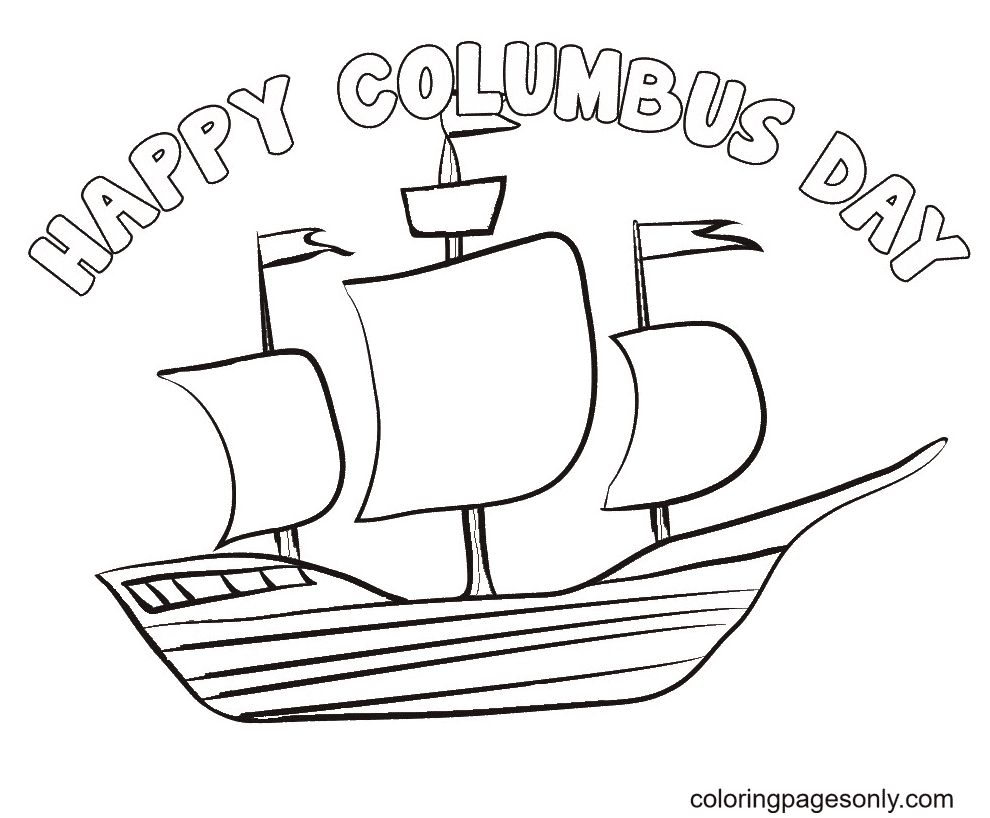 哥伦布日快乐哥伦布日与一艘简单的船