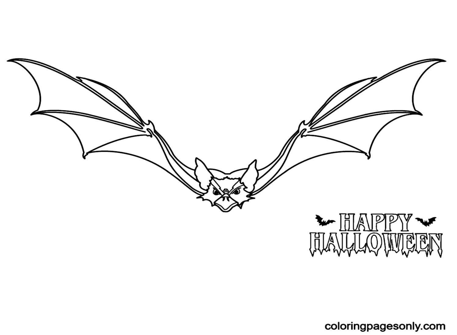 Happy Halloween Bat Coloring Page