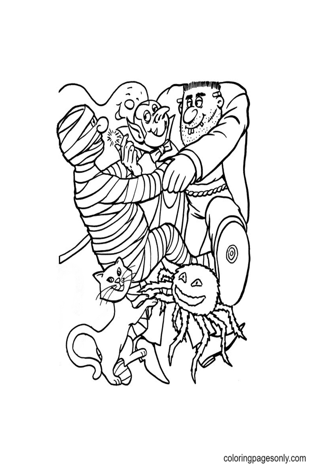 Happy Halloween Monsters Coloring Pages