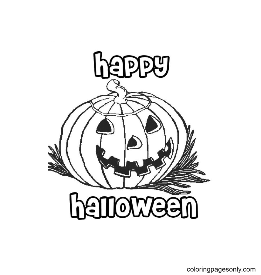 Abóbora de Halloween feliz para colorir from Abóbora de Halloween