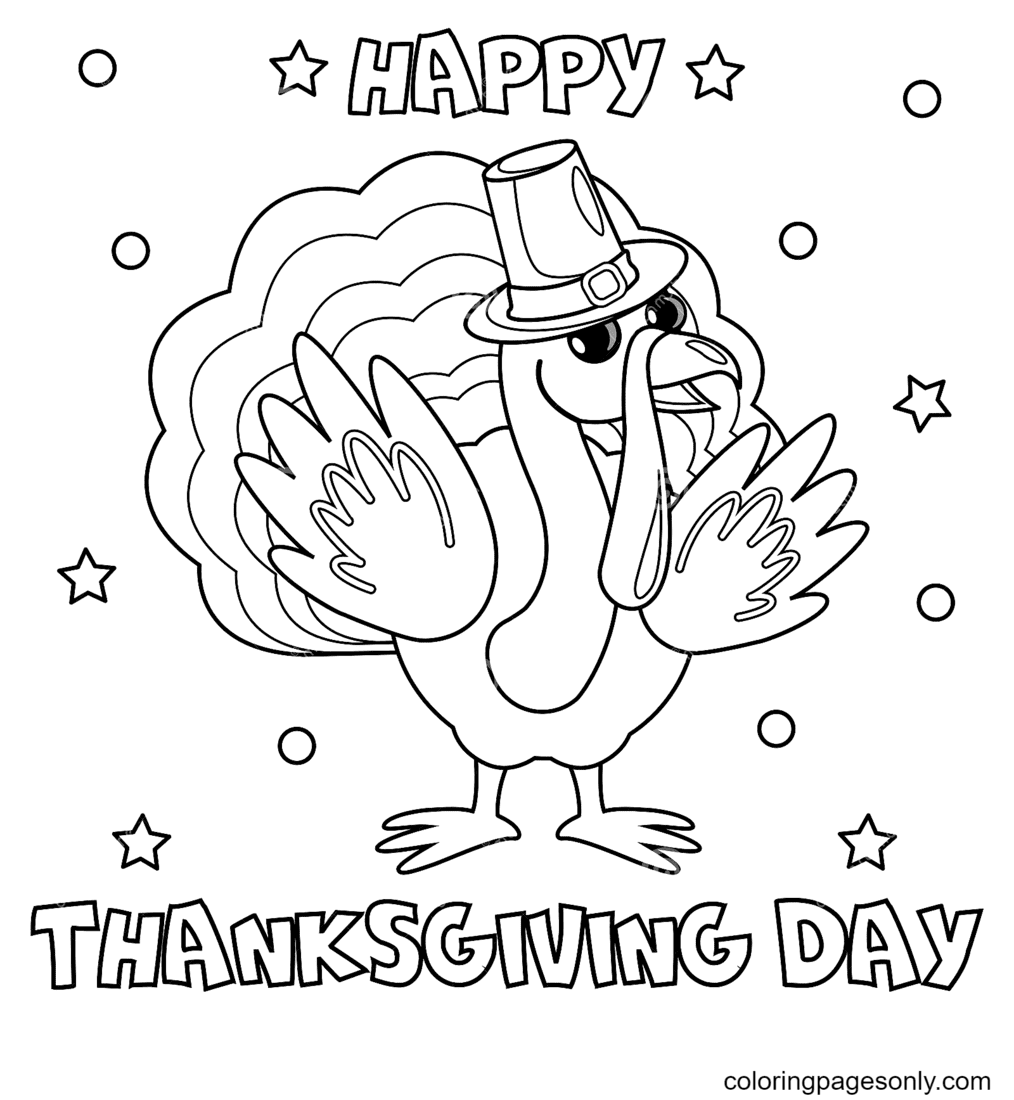 Happy Thanksgiving Day Coloring Page