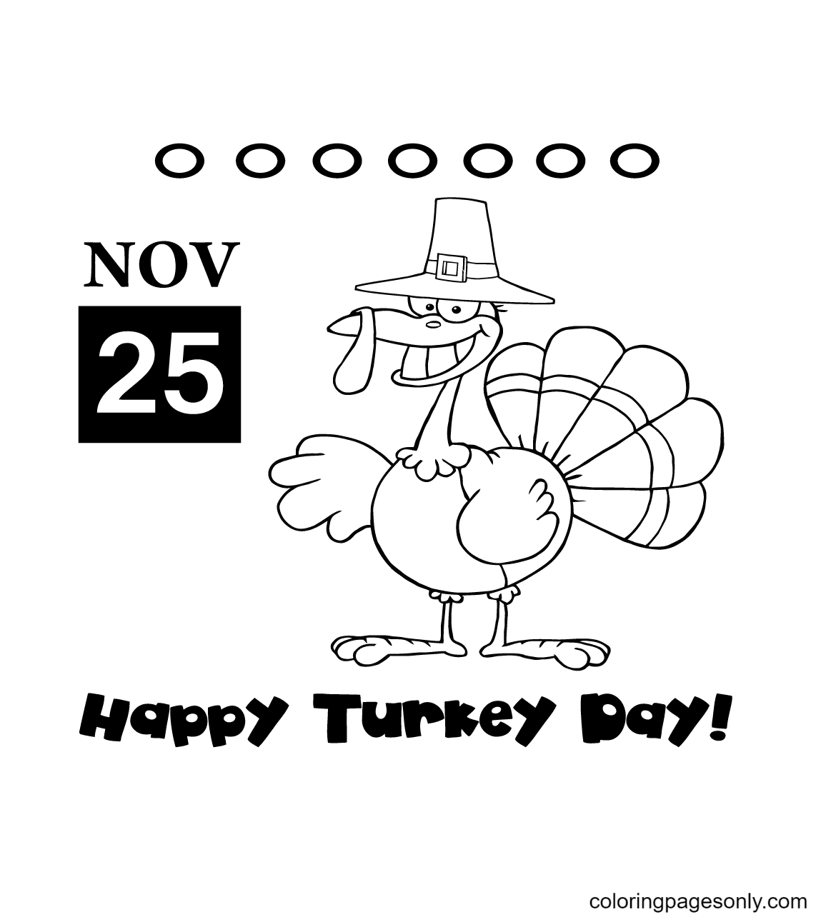 Happy Turkey Day Coloring Page