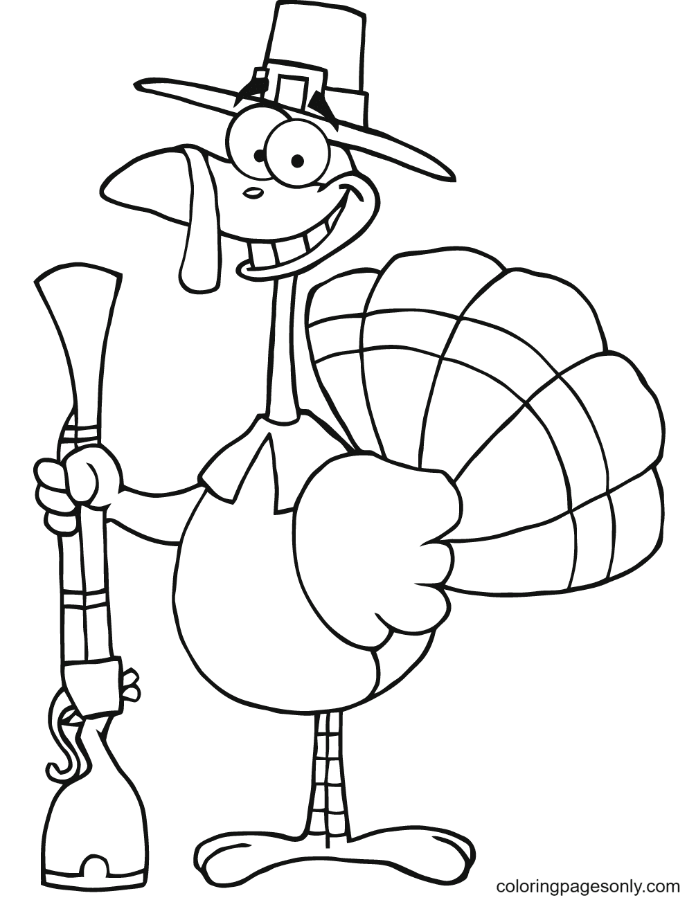 Happy Turkey with Pilgrim Hat and Musket from Turkey