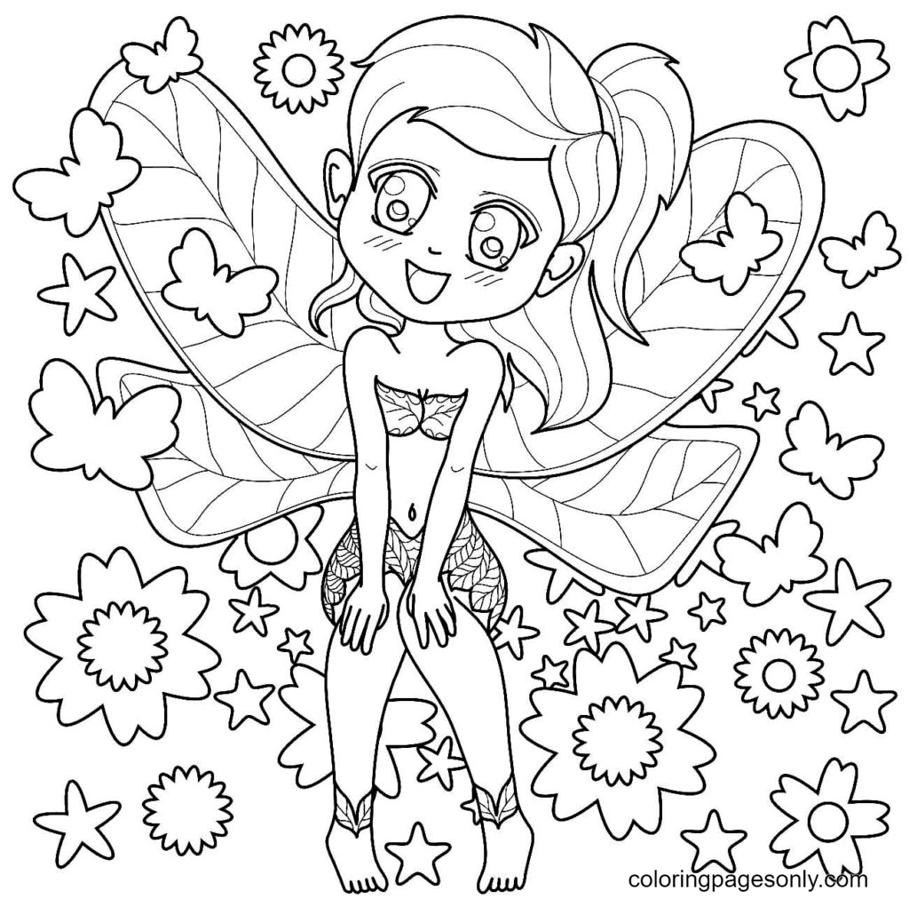 Happy fairy Coloring Pages