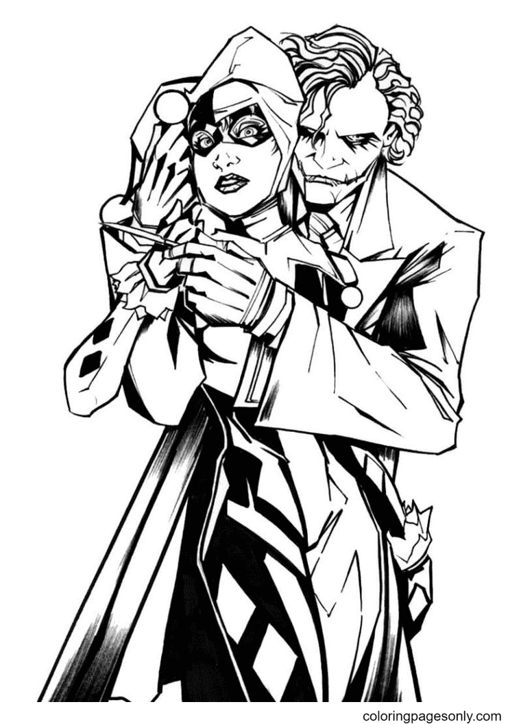 Harley and Joker Coloring Page