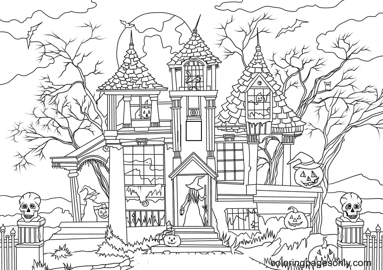 Haunted Castle Coloring Pages Haunted House Coloring Pages Coloring Pages For Kids And Adults