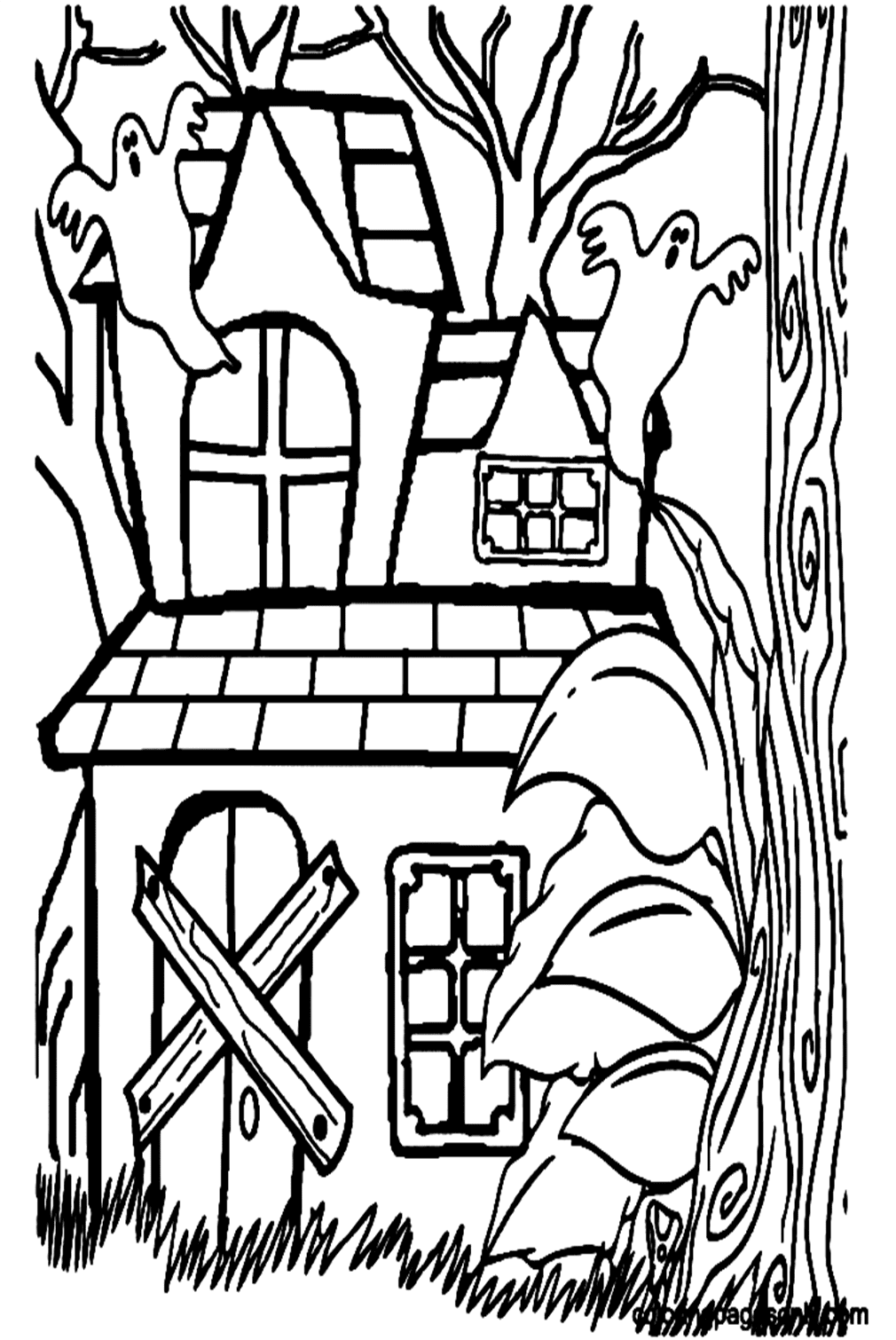 Haunted House In The Forest Coloring Pages
