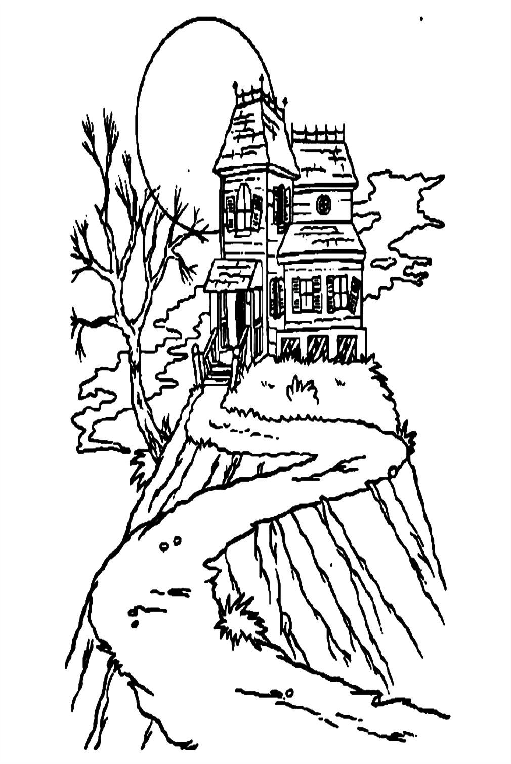 Haunted House Printable Coloring Pages