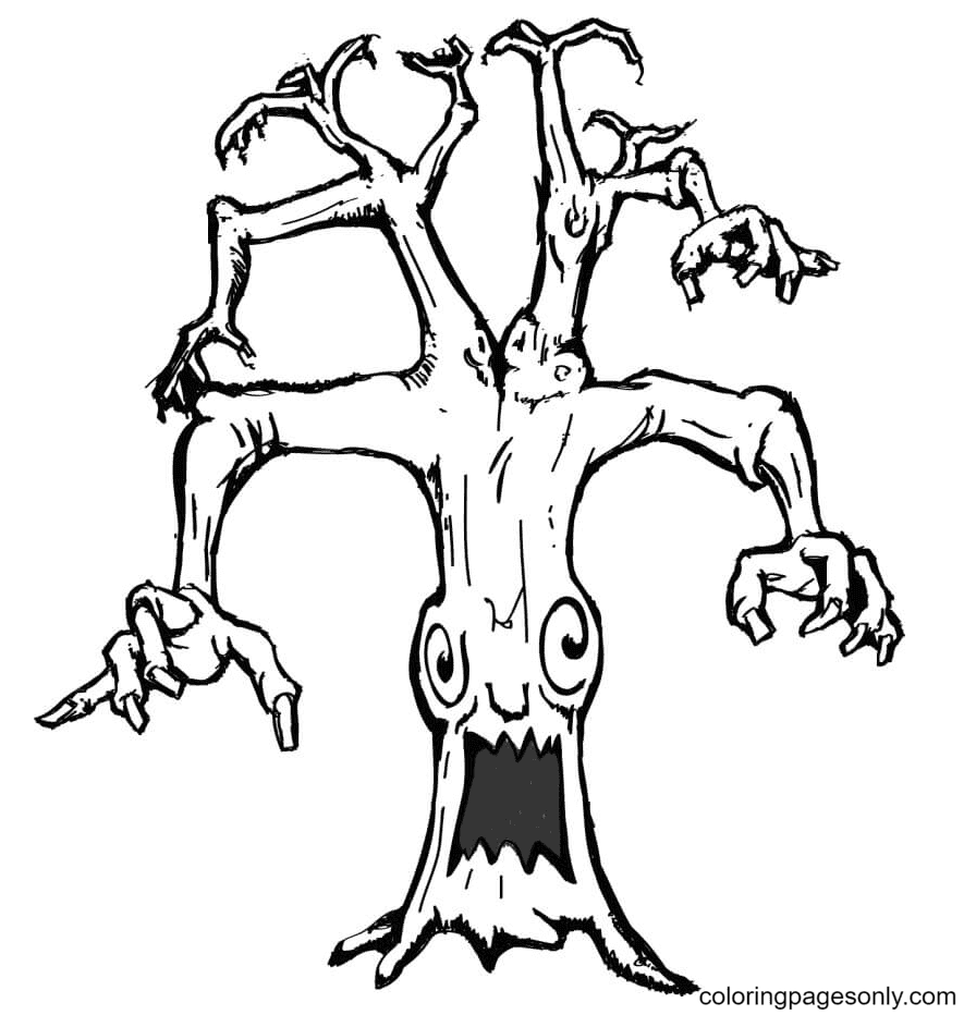 Дерево с привидениями, освобожденное от Хэллоуинских монстров