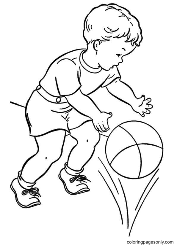 Раскраска Он любит играть в баскетбол