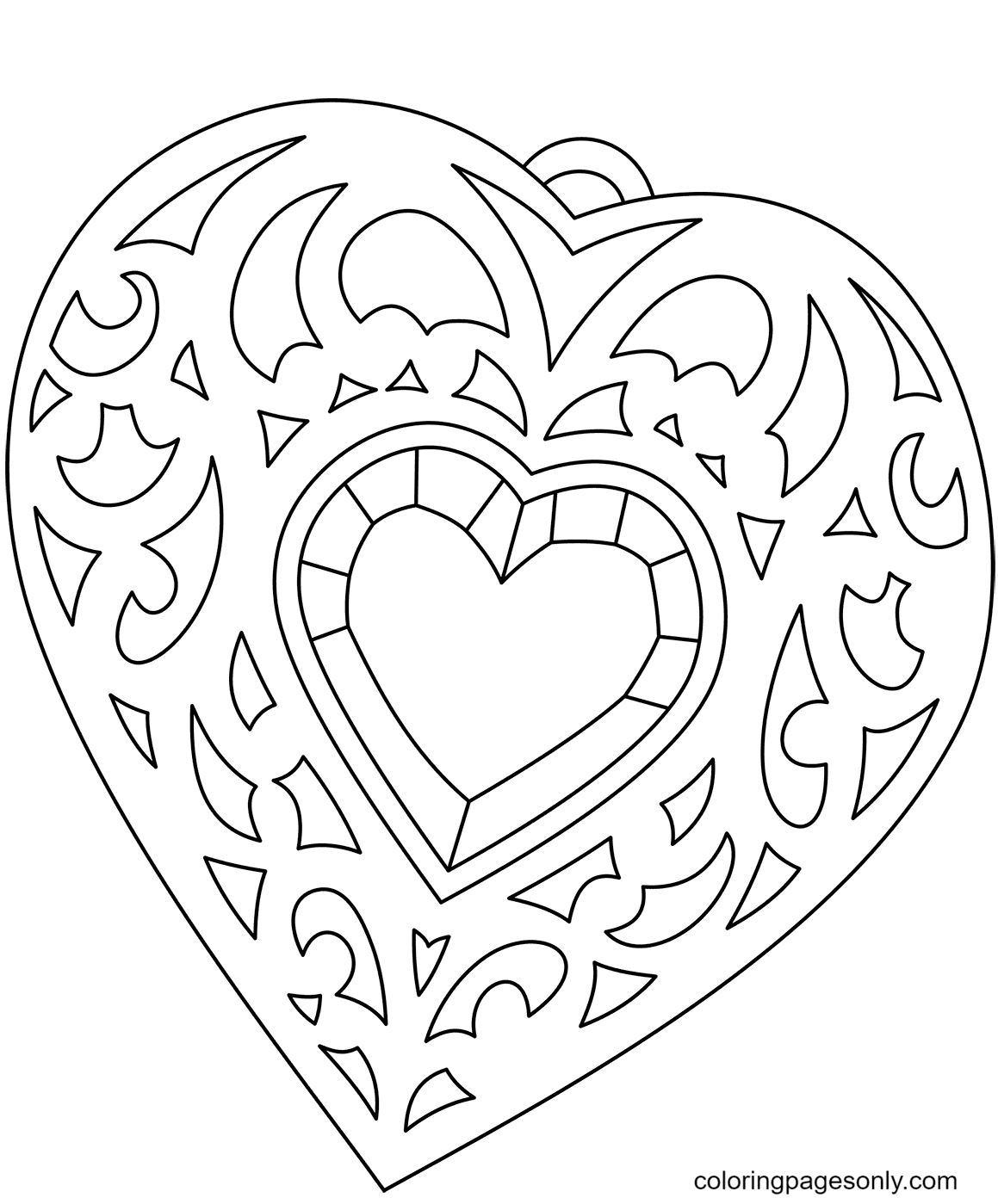 Heart Shaped Medallion Coloring Pages