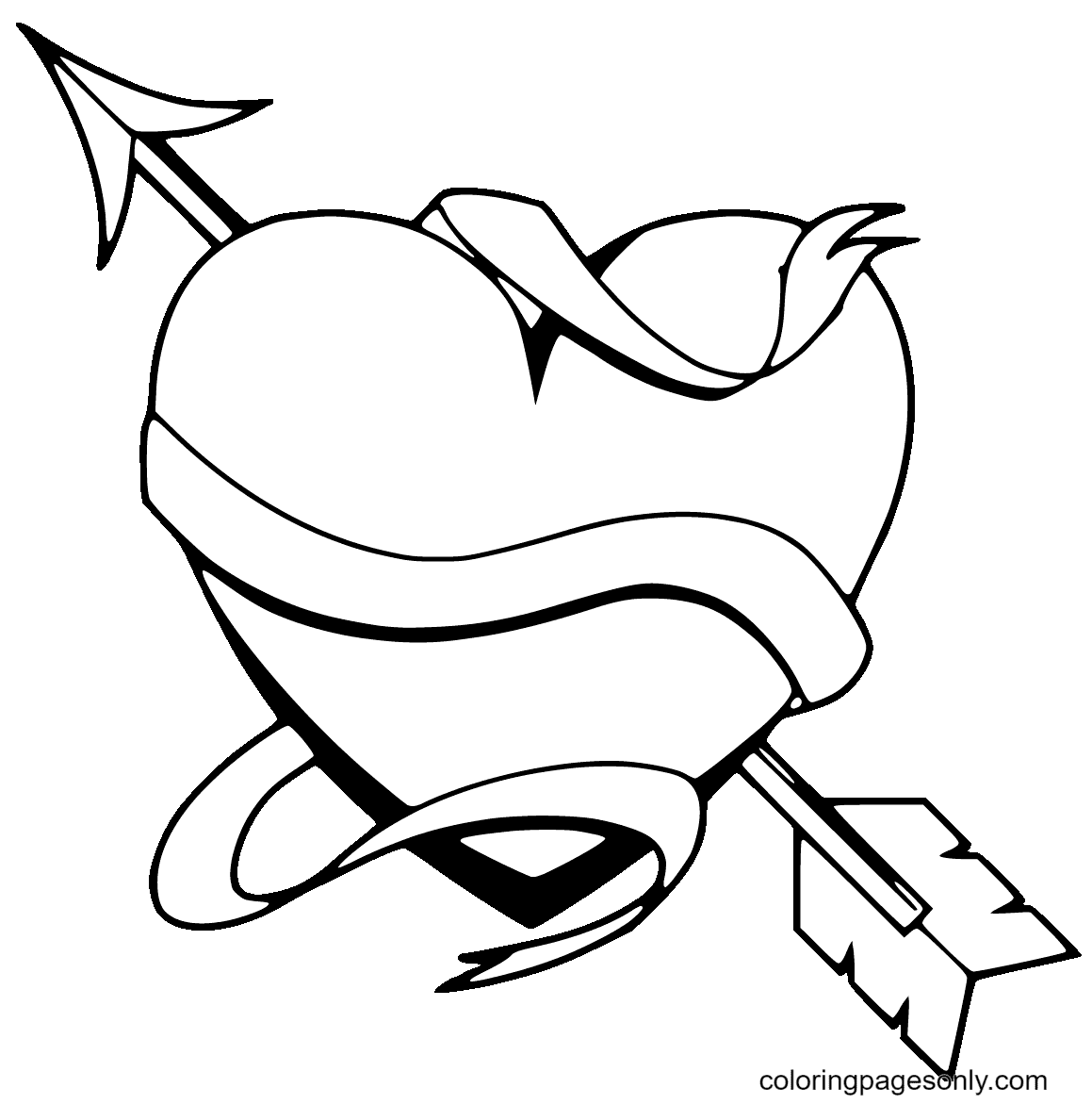 Heart and Arrow Coloring Page