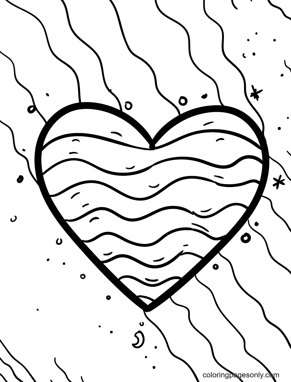 Heart with Vertical and Horizontal Stripes Coloring Page