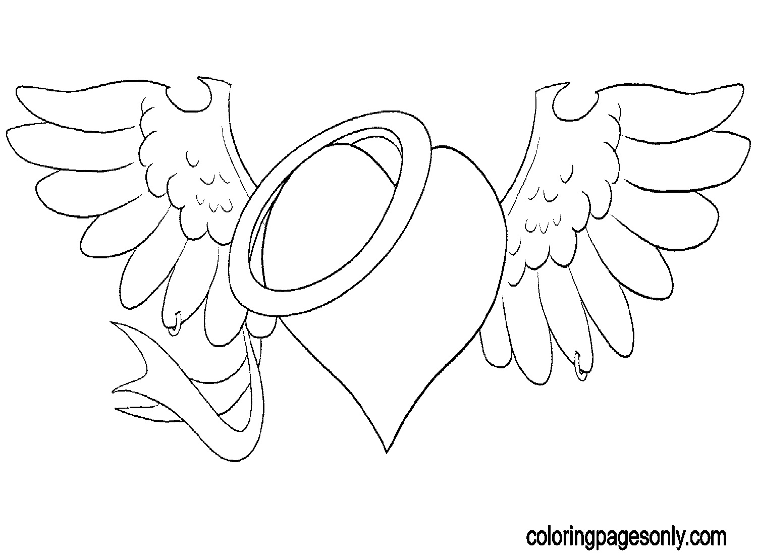 Coeur avec des ailes et un anneau de coeur