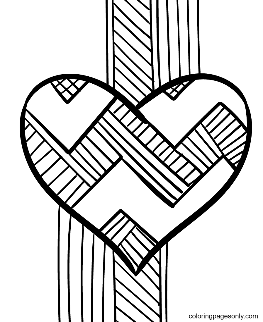 Heart with zig-zag Coloring Page