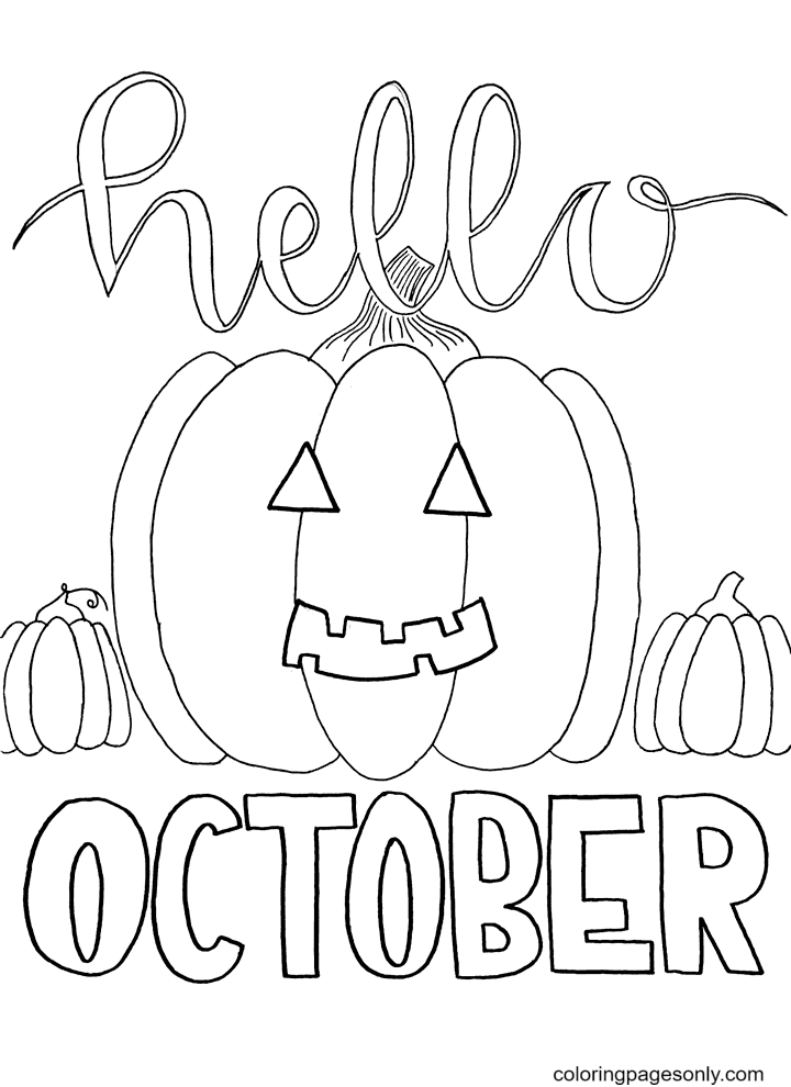 Hello October Coloring Pages