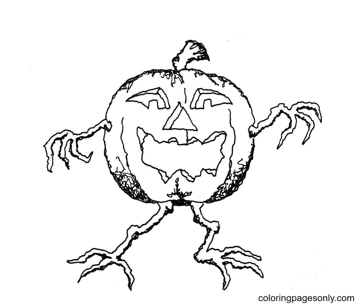 Jack O' Lantern On Legs Coloring Pages