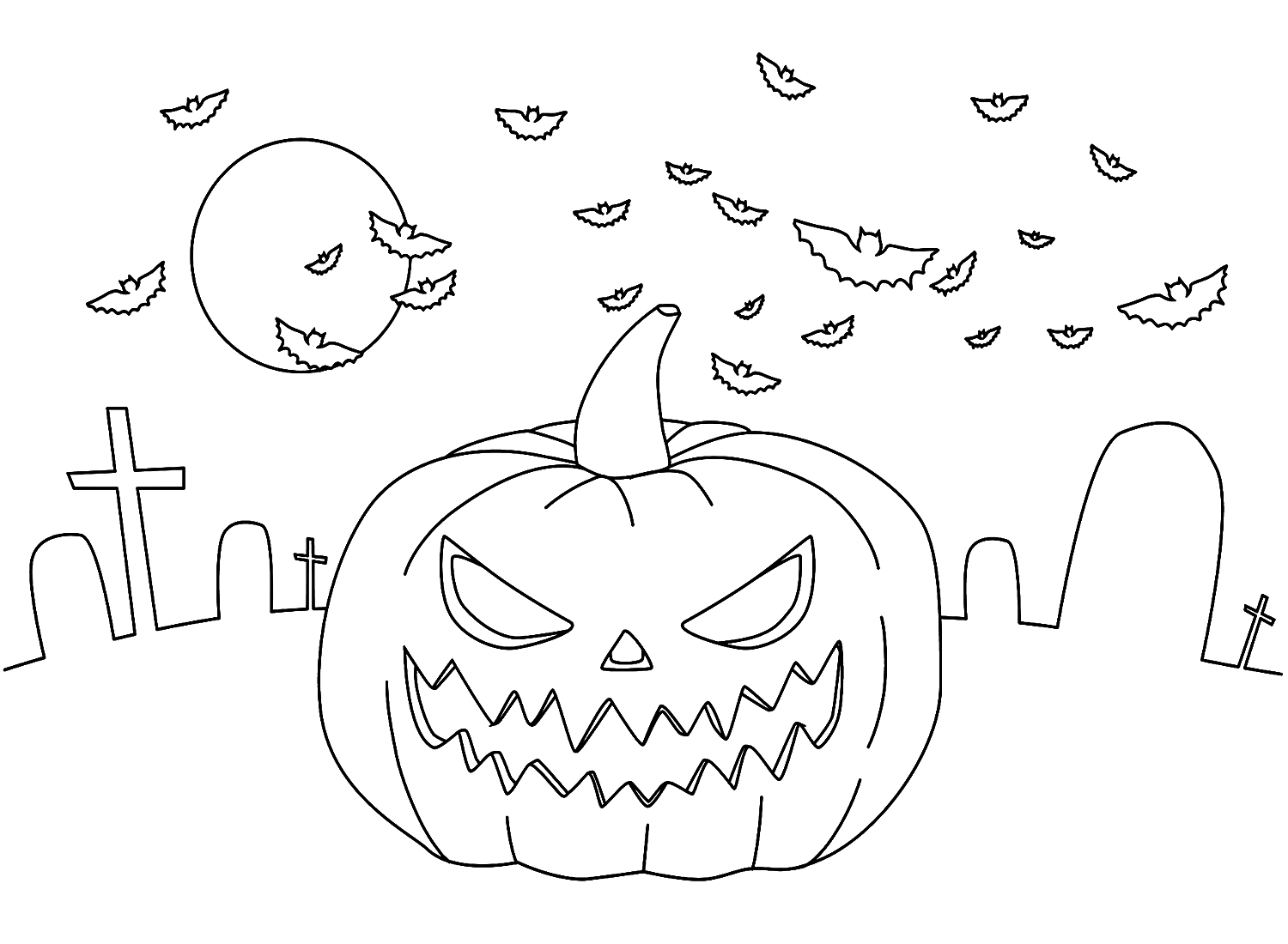 Jack O’ Lantern And Bat Coloring Pages