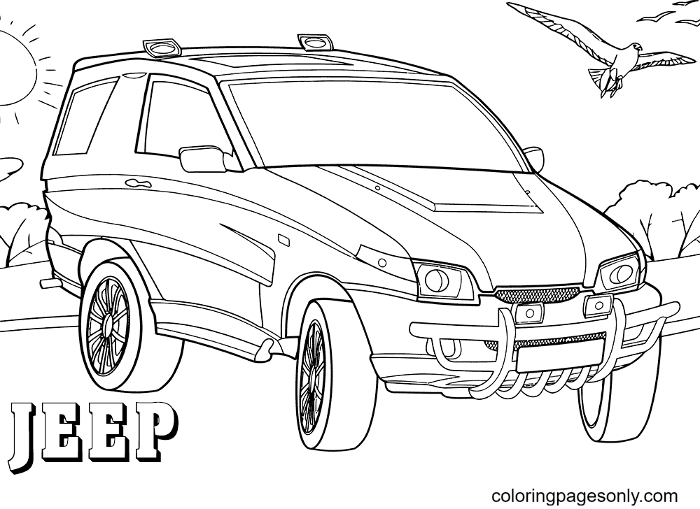 Pagina da colorare stampabile gratuita di Jeep Car