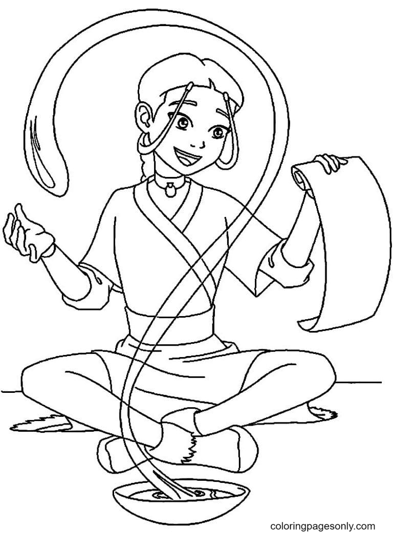 Katara Teaches Spells Coloring Pages