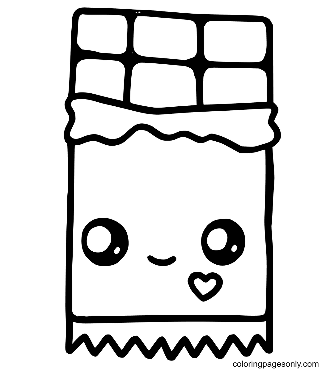 Kawaii Chocolate Bar Coloring Pages - Kawaii Coloring Pages - Coloring Pages  For Kids And Adults