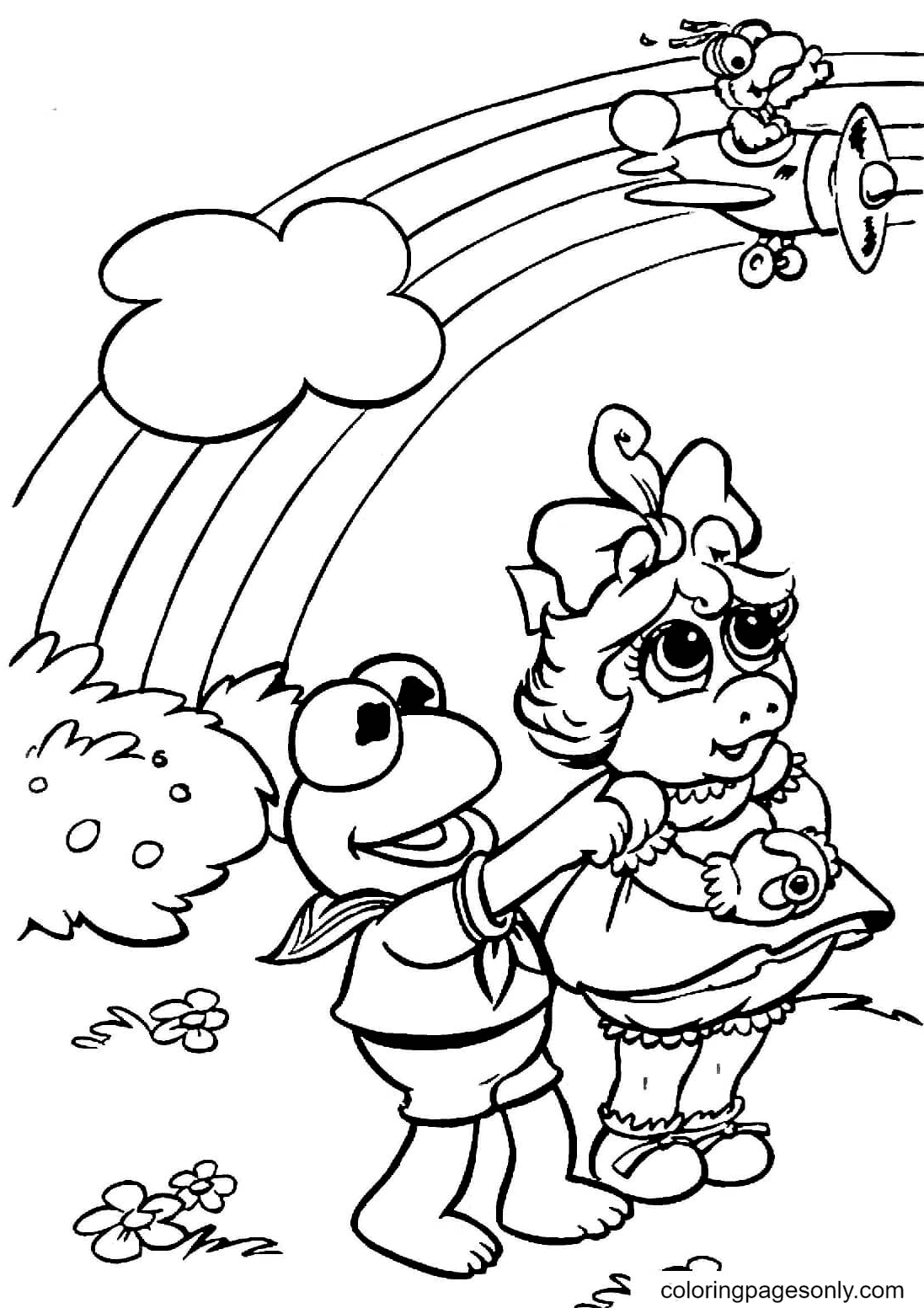 Kermit, Miss Piggy and Gonzo Coloring Page