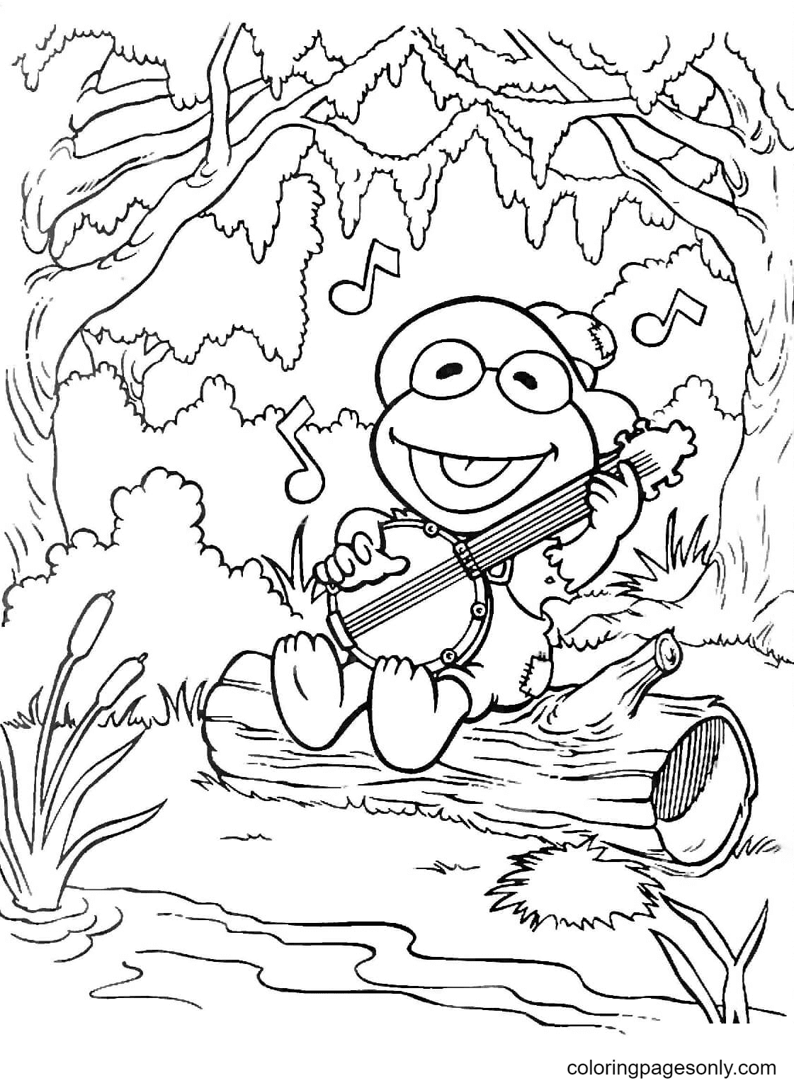 Kermit Sings A Song Coloring Page