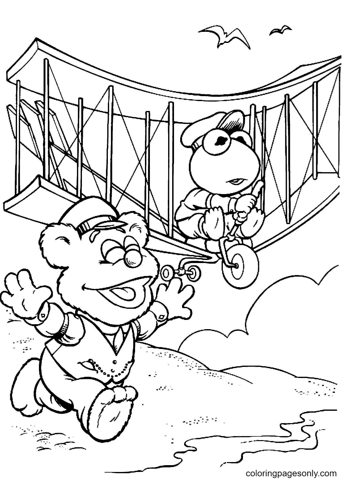 Kermit and Fozzie Coloring Page
