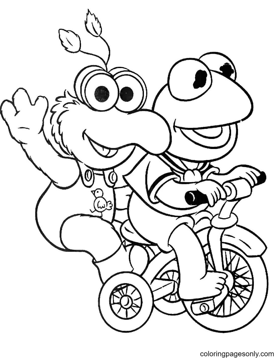 Kermit e Gonzo estão andando de triciclo from Muppet Babies