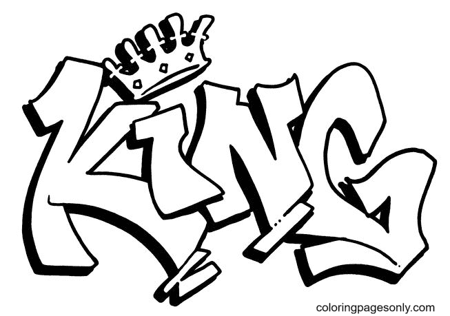 King Graffiti Style Coloring Page