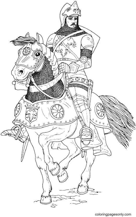 Богатырь с лошадью рисунок - 94 фото