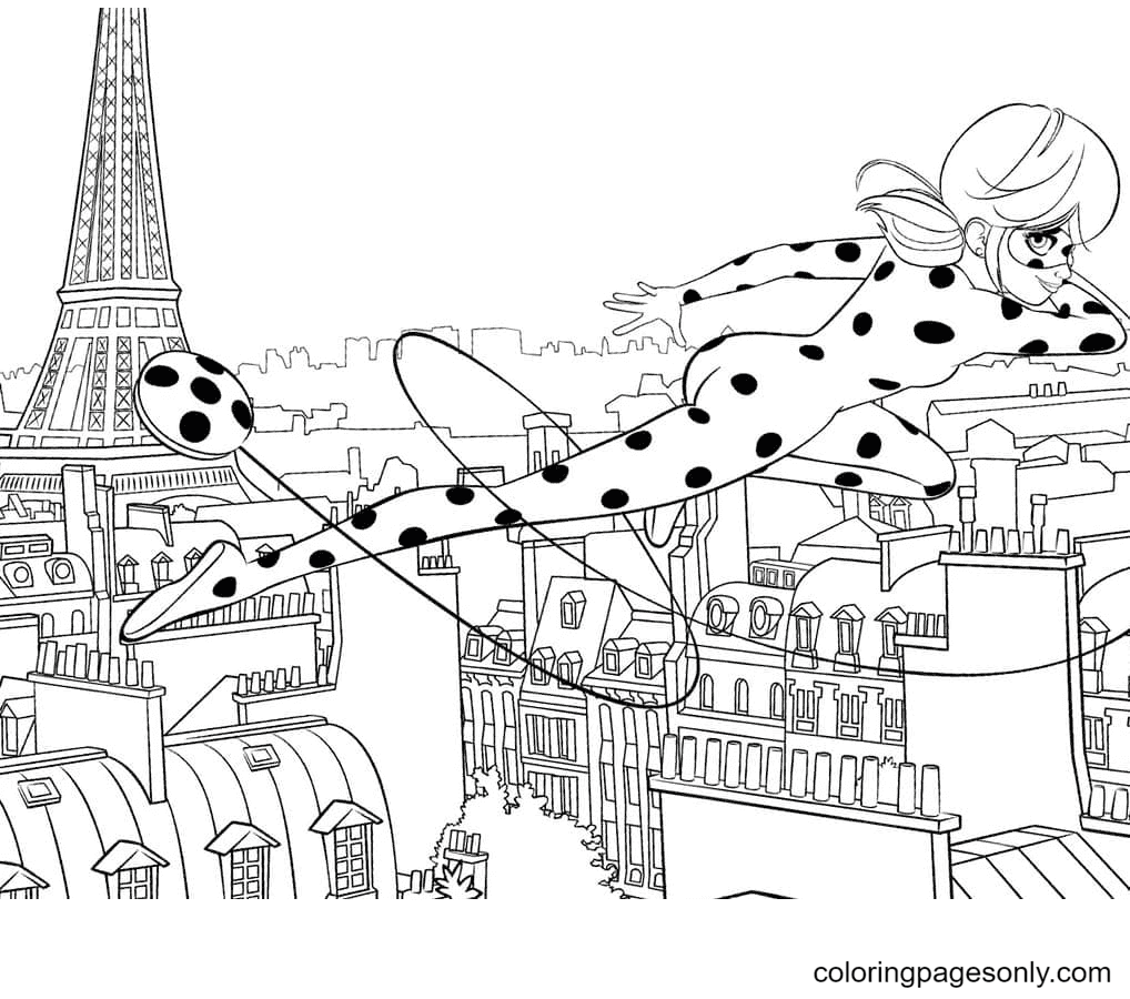 Coccinella vola sulla città da Ladybug e Chat Noir
