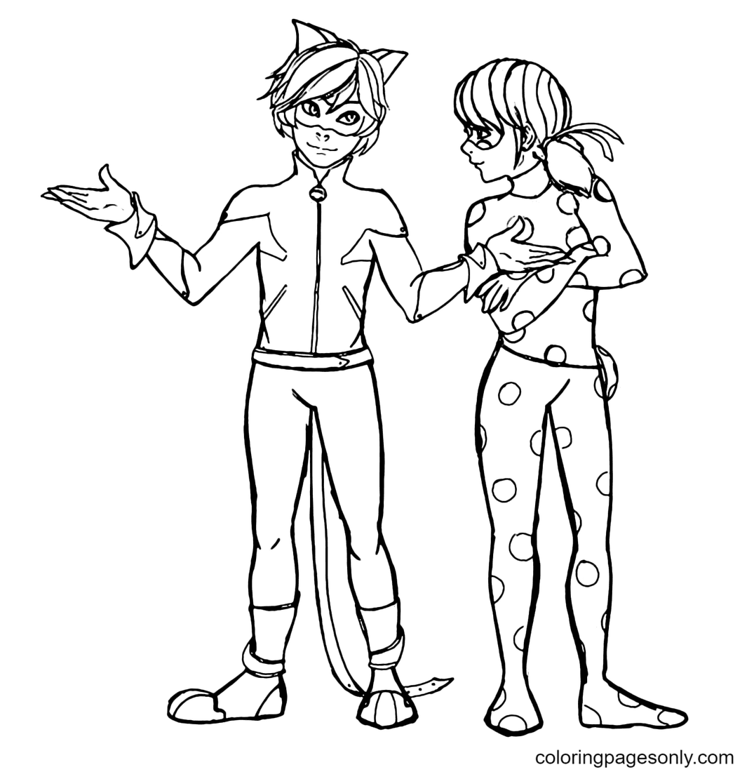 Ladybug Talks With Cat Noir Coloring Pages Ladybug And Cat Noir Coloring Pages Coloring 