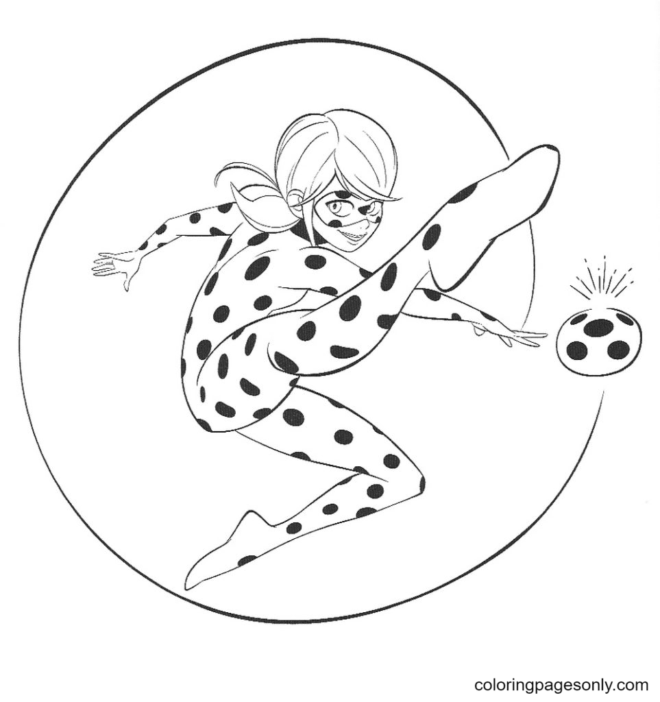 Ladybug uses elements of parkour Coloring Page