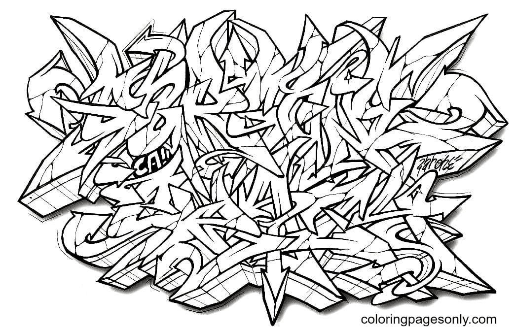 Large Complex Graffiti Coloring Pages