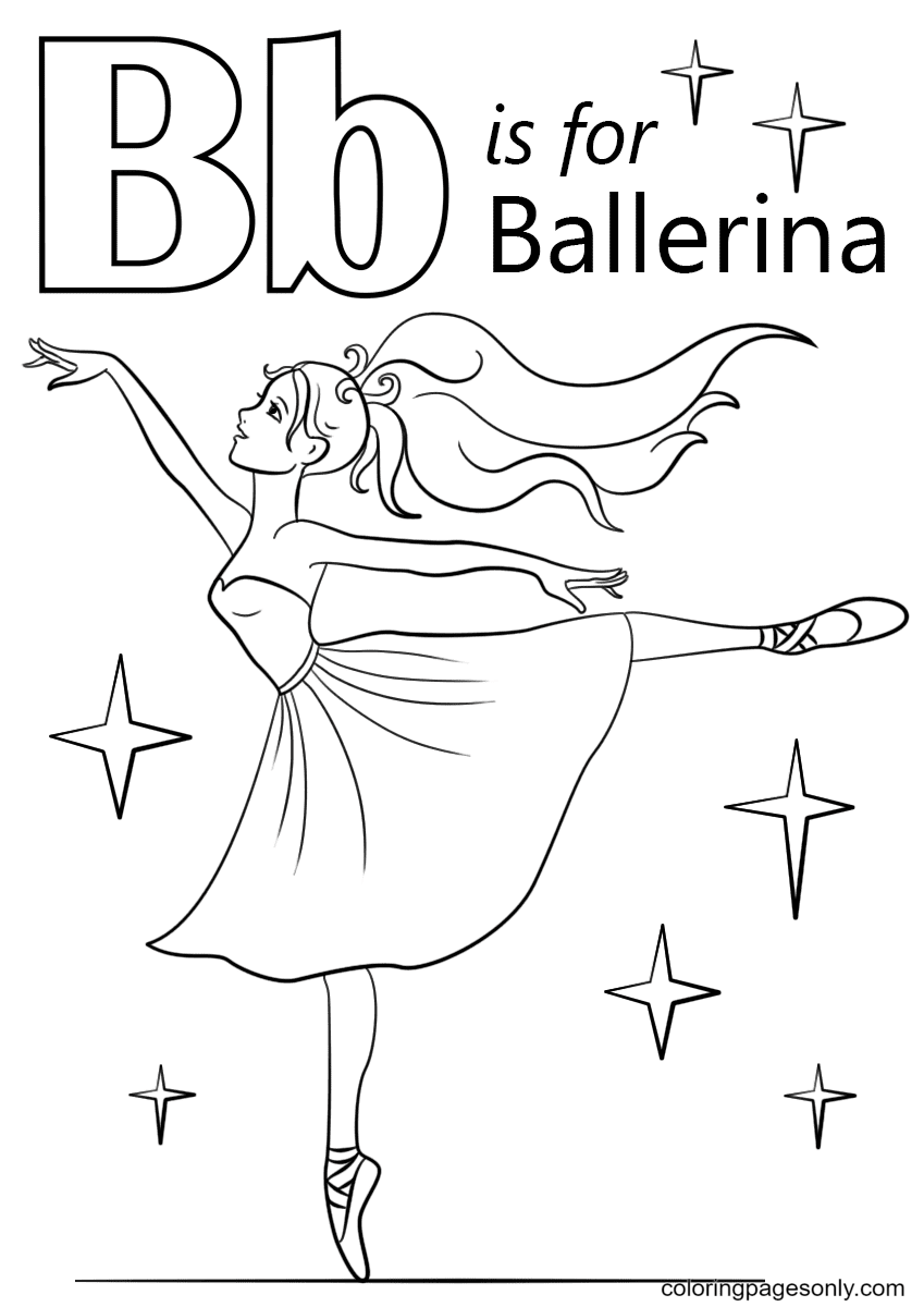 Letter B is for Ballerina Coloring Page
