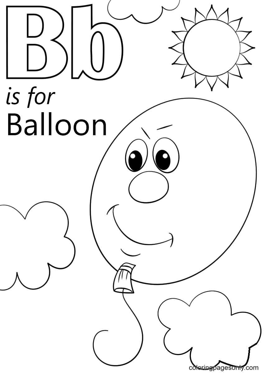 Letter B is for Balloon Coloring Page