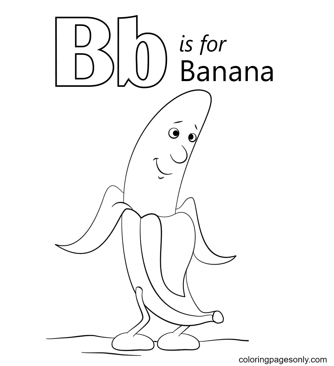 Letter B is for Banana Coloring Page