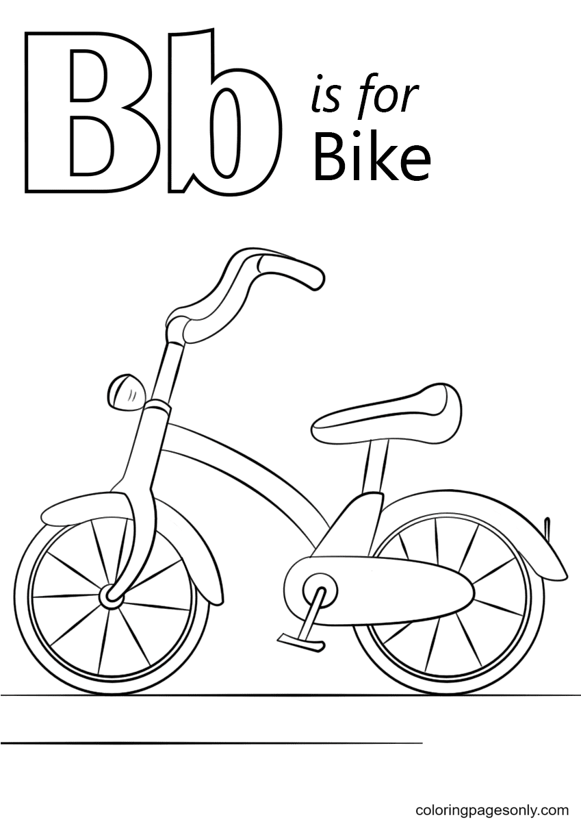 Letter B is for Bike Coloring Page